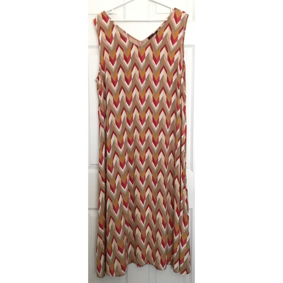 Charlie B Geometric Patterned Shift Maxi Dress XL Chevron Herringbone Abstract - Picture 1 of 9